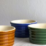 Trio of glazed ceramic ramekins