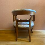 office armchair in walnut, nineteenth century, fully trimmed and reupholstered.