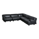 Modular canapé Fiandra in black leather, Vico Magistretti, Cassina, around 1980.