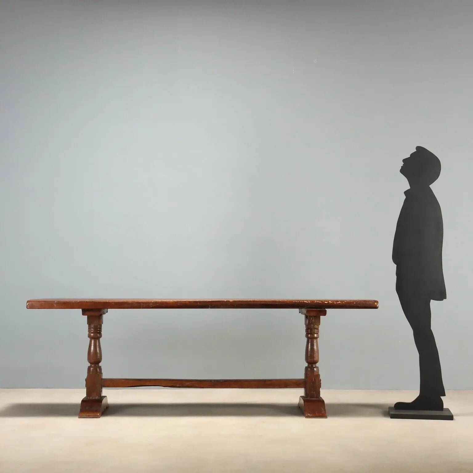 Antique walnut table with curved legs, Italy, 20th century.