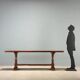 Antique walnut table with curved legs, Italy, 20th century.
