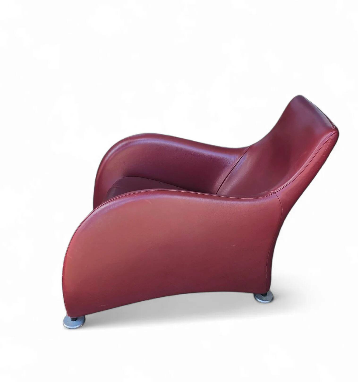 Fauteuil Montis / Gerard van den Berg / années 1990 / Cuir rouge bordeaux