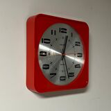 Space age Bayard 70s wall clock vintage orange, made in France
