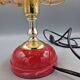 Vintage pink glass globe lamp with brass details and pink base