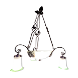 Magnificent Schneider chandelier with three branches - Opaline glass and metal