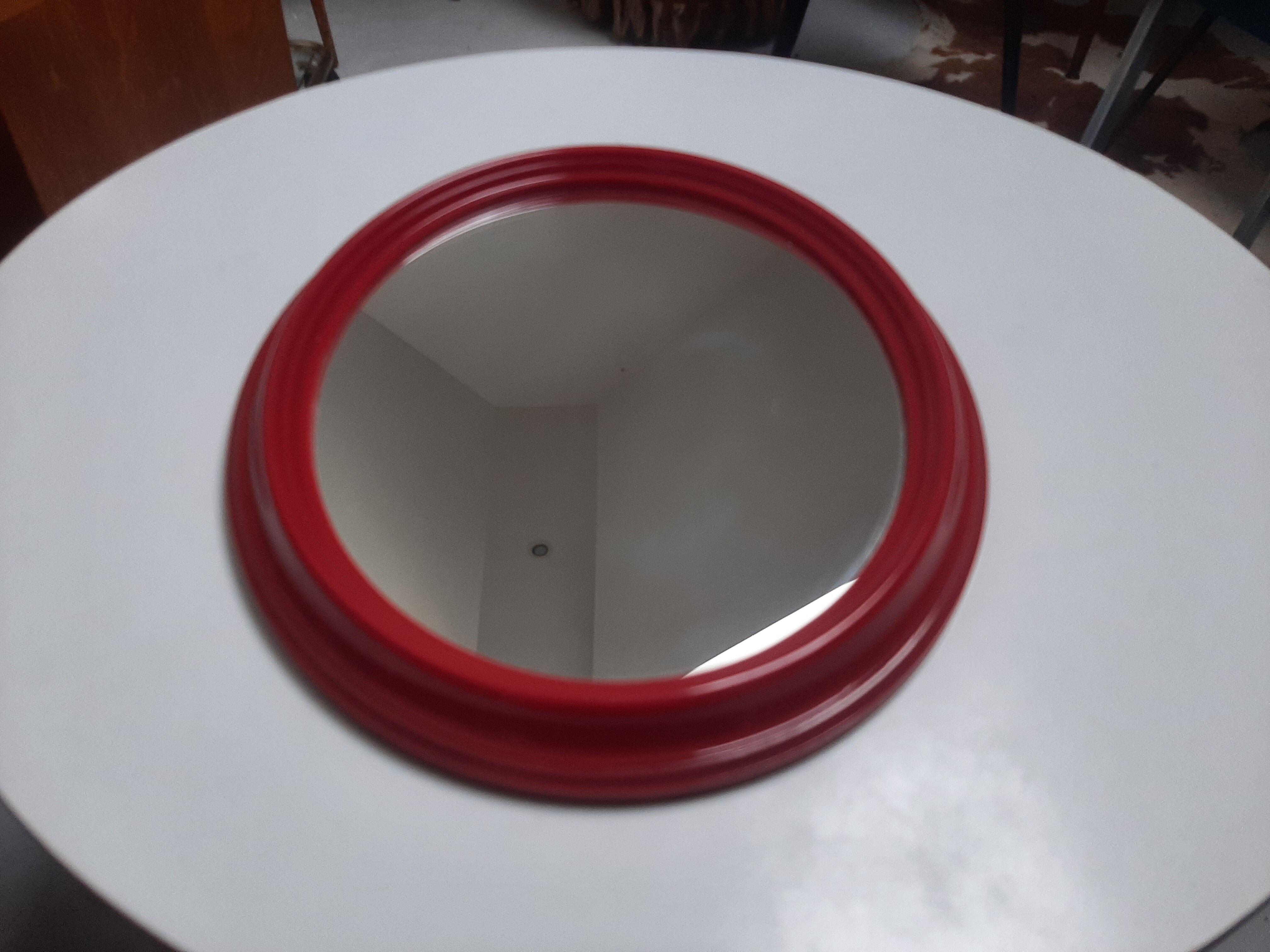 Vintage oval red mirror 60s 70s