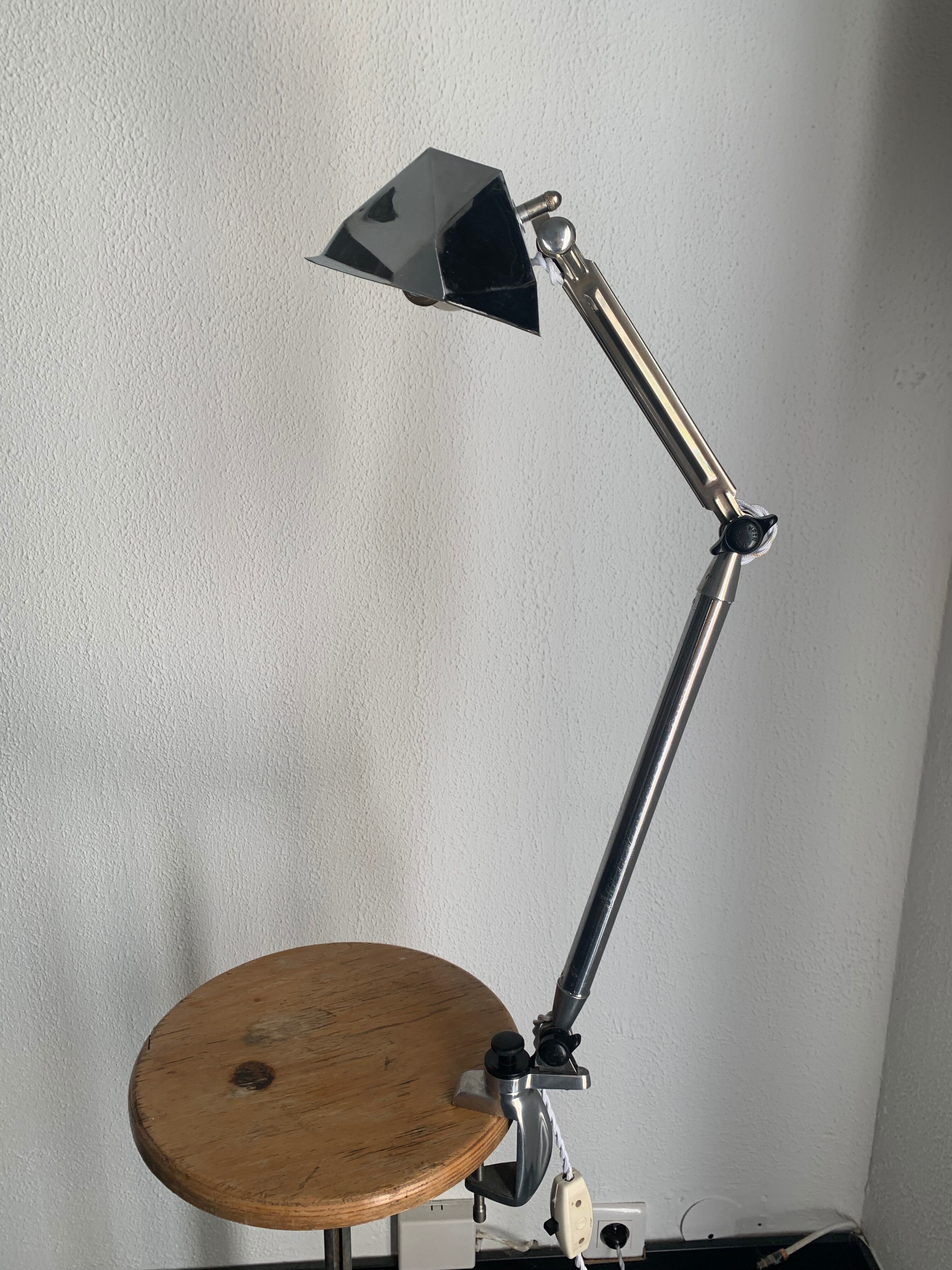 Vintage lamp 1950 industrial workshop factory Super Chrome - 65 cm