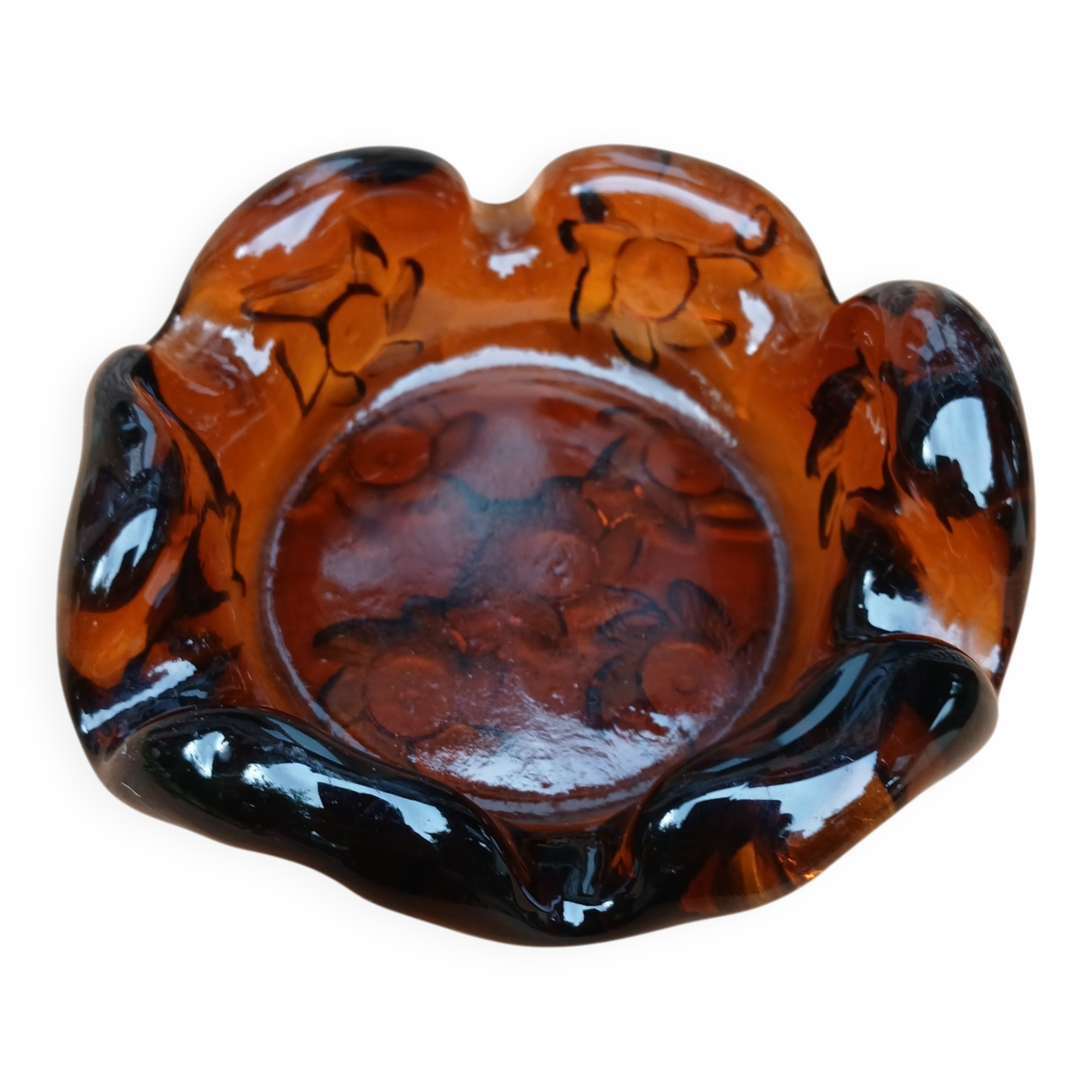 Vintage thick glass ashtray