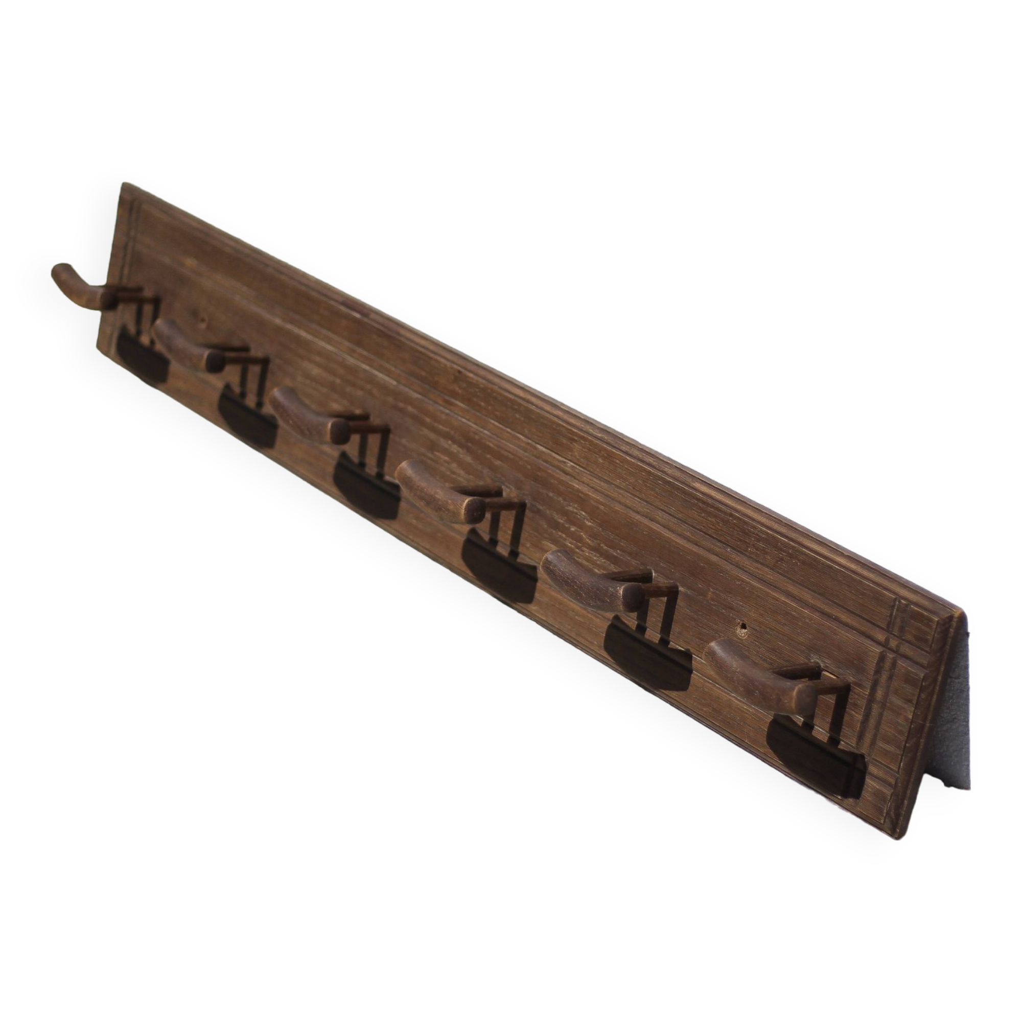 Wall-mounted wooden coat rack, vintage wall-mounted coat rack, curved wood