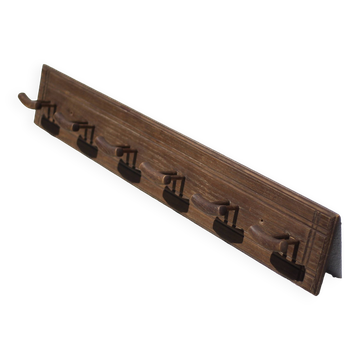 Wall-mounted wooden coat rack, vintage wall-mounted coat rack, curved wood