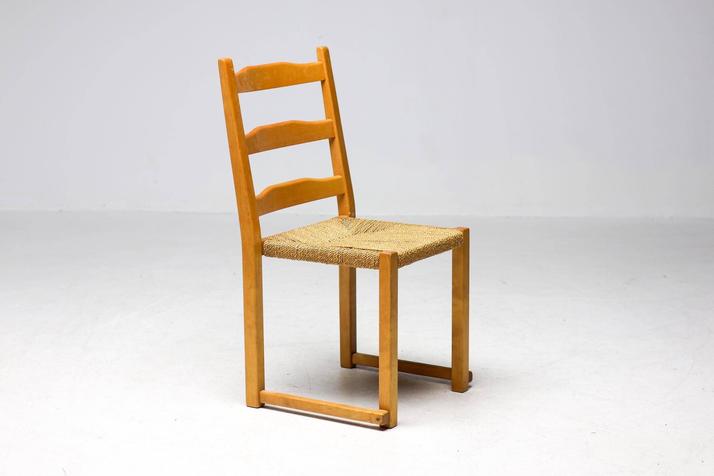 Stackable chairs Poul Volther Gemla Sweden in modern Scandinavian ash from the mid-20th century.