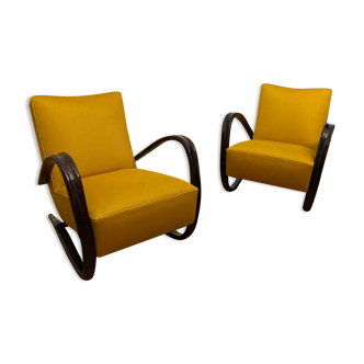 Pair of restored H269 Halabala armchairs