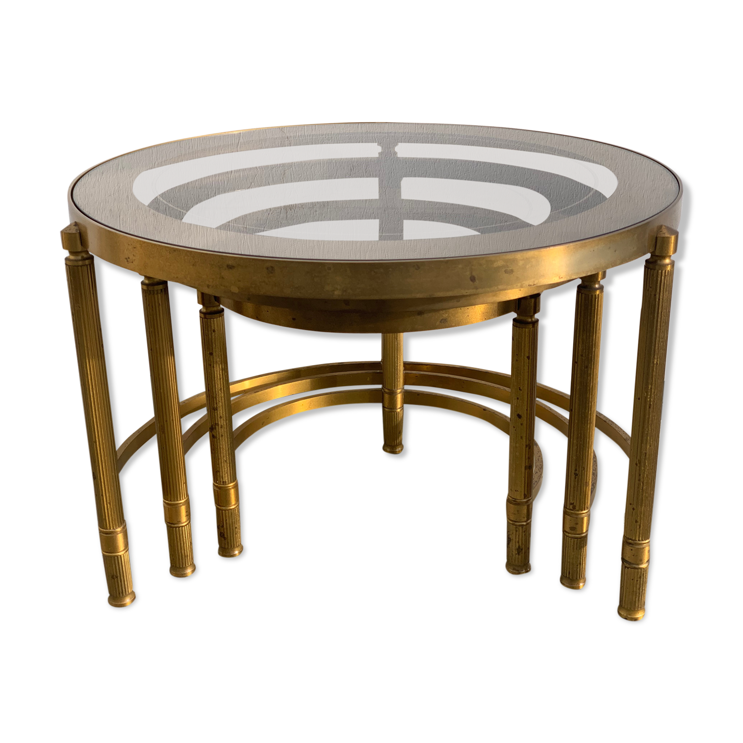 Three round brass tables 1970