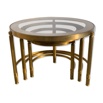 Three round brass tables 1970