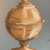 Signed painting Pastel terracotta "terracotta candy box" indigo paper