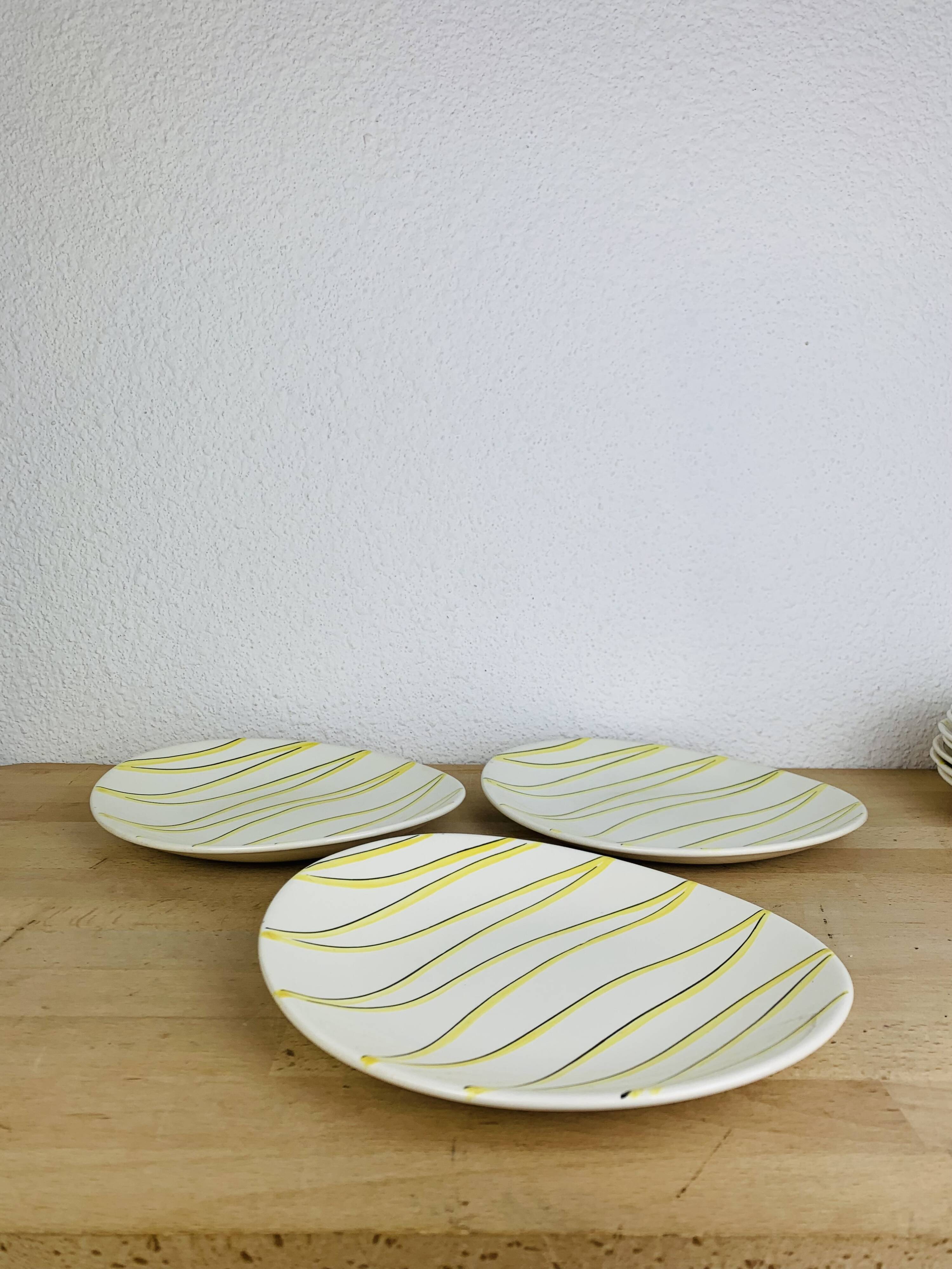 12 ceramic plates, Aurore model by Salins, vintage