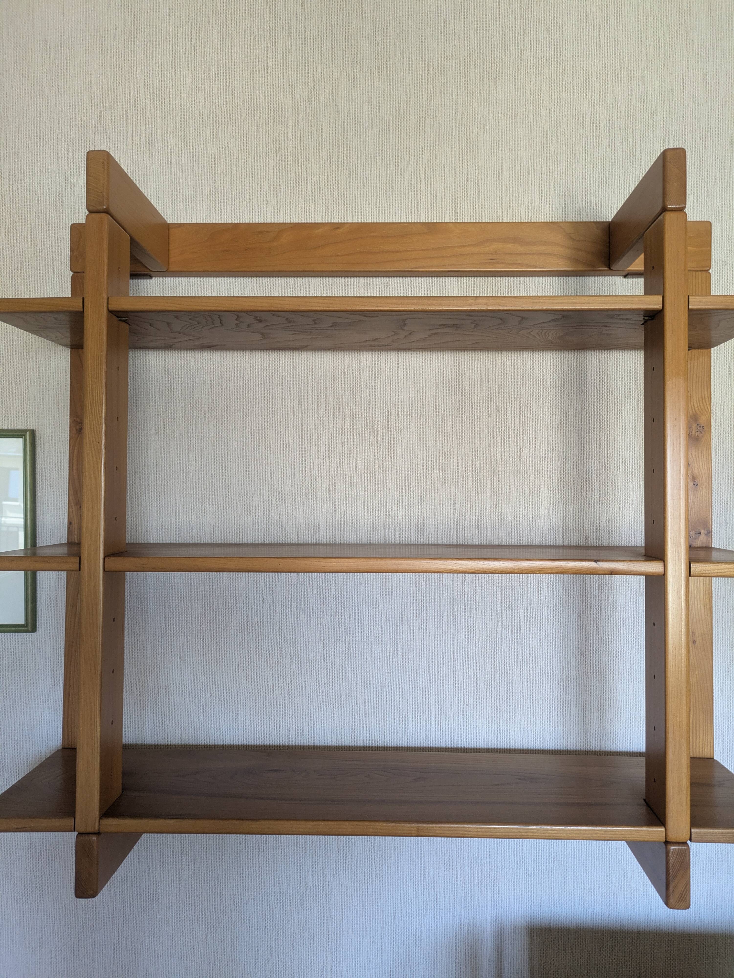 Vintage wooden wall shelf with Scandinavian design, 1970s.