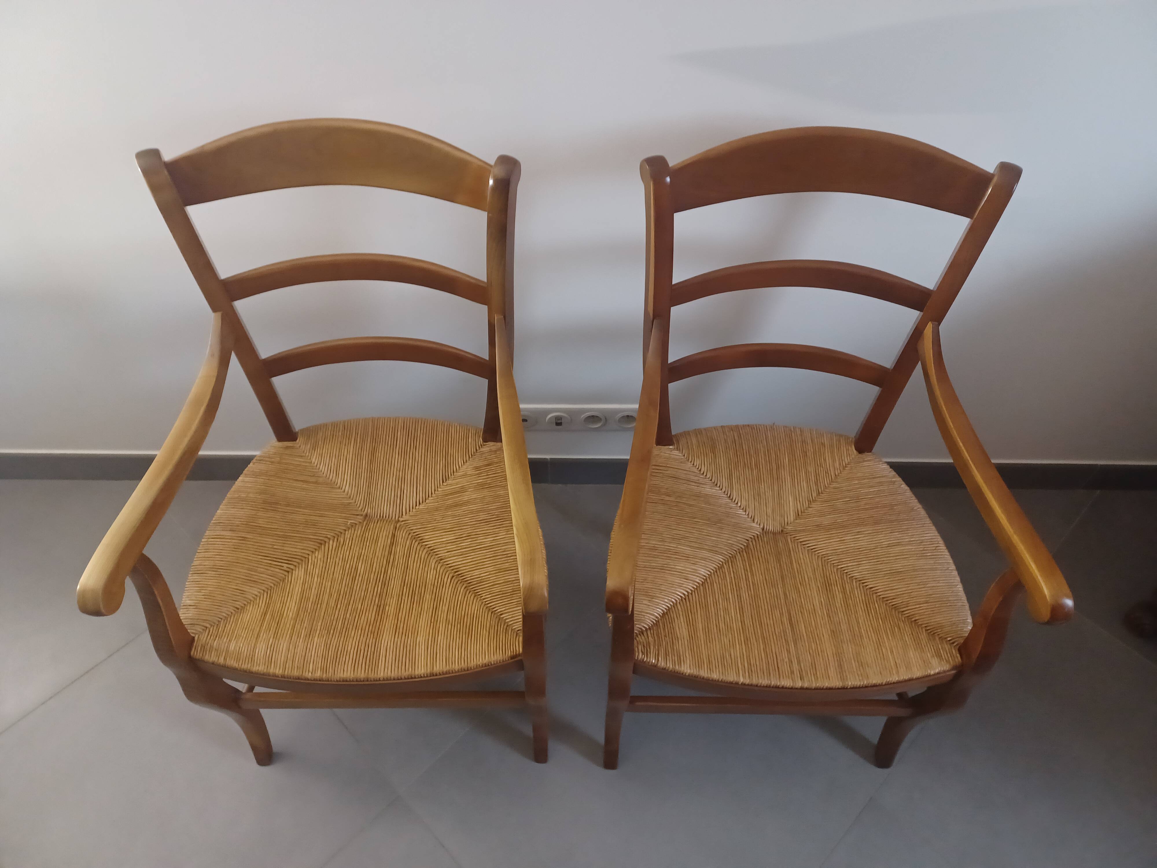 Pair of cherry wood armchairs