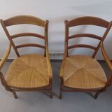 Pair of cherry wood armchairs