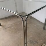 Table in metal chrome and glass 1970