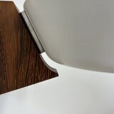 Vintage wall lamp, wood, chrome and white metal, Hagoort, Netherlands, 1960.