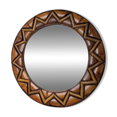 Round rattan mirror 1980