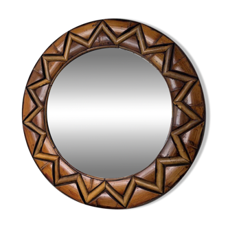 Round rattan mirror 1980