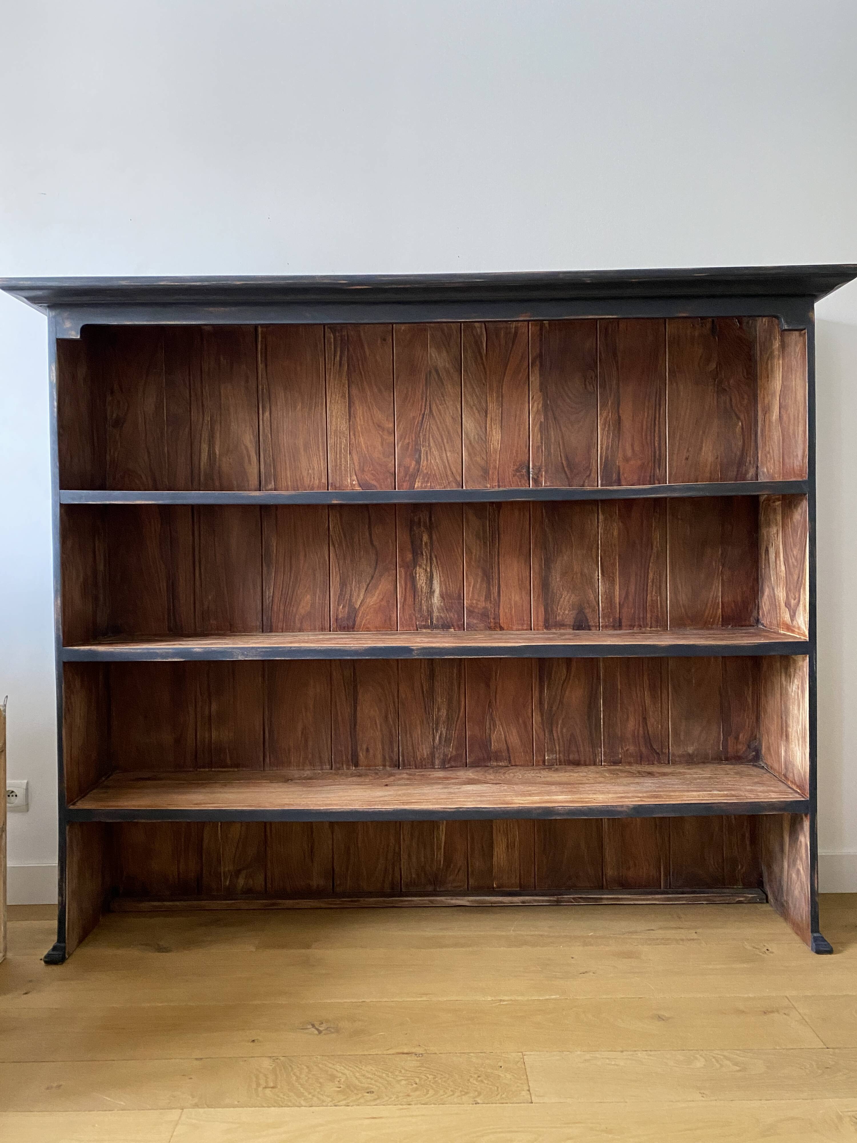 Top of dresser, bookcase, shelves