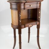 Louis XVI style walnut and marble cabinet