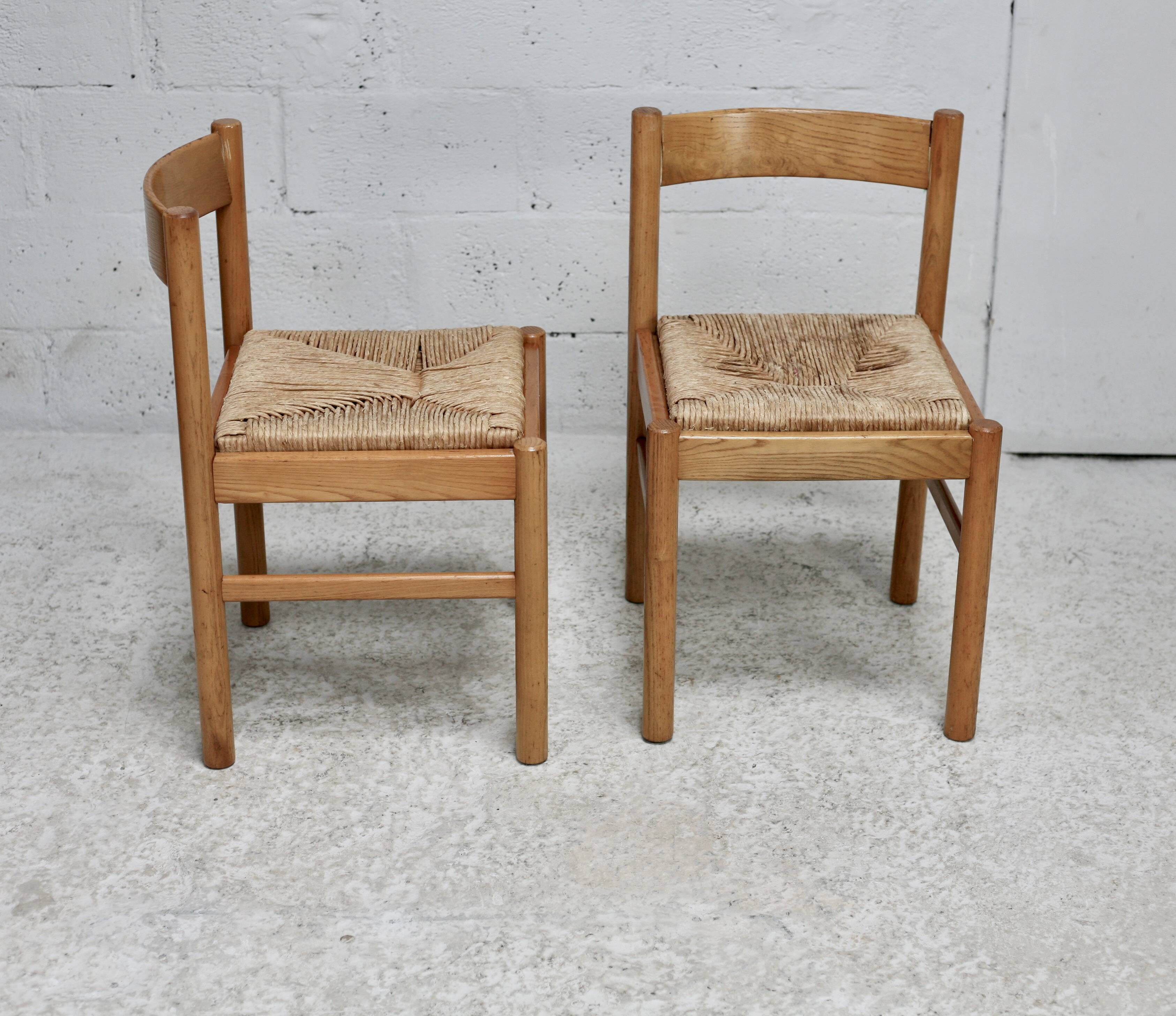 Pair of straw chairs. France, circa 1960