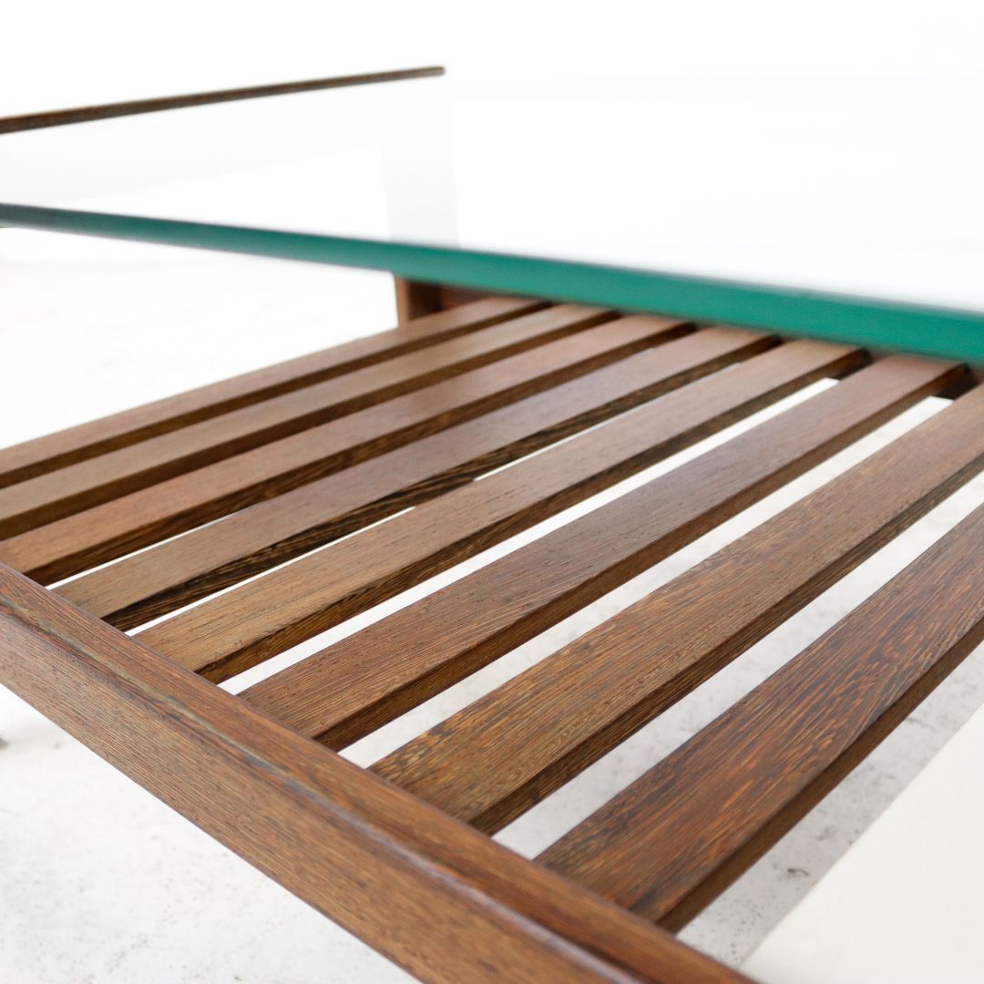 Table basse wengé & verre fumé