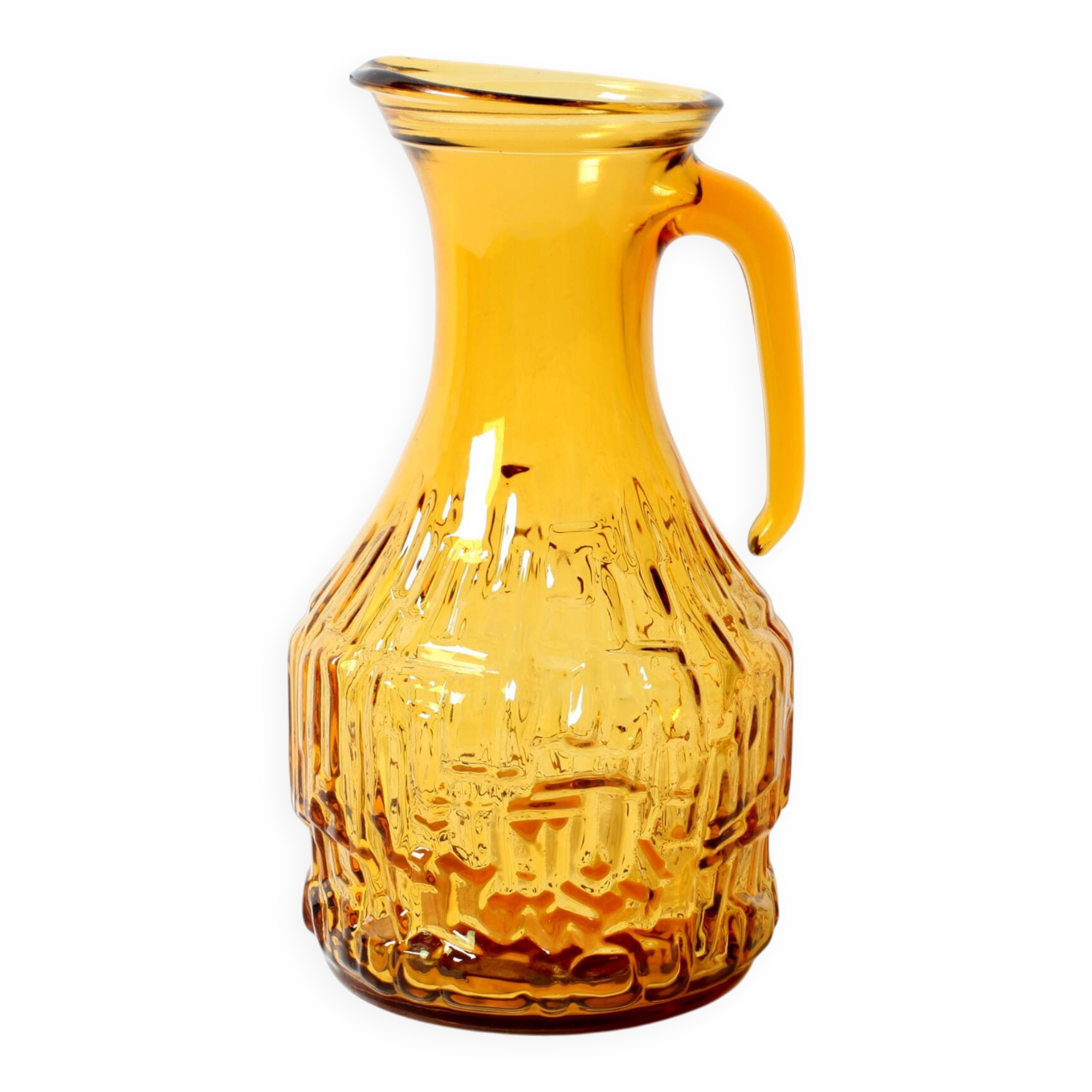 Vintage Designer Italian Amber Glass Pitcher / Mid-century Jug / 1970s