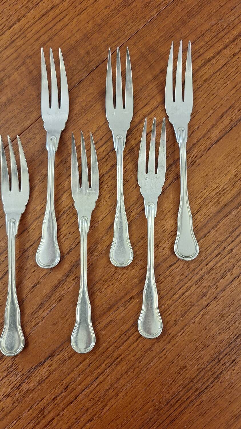 Set of Boulenger silver metal fish forks