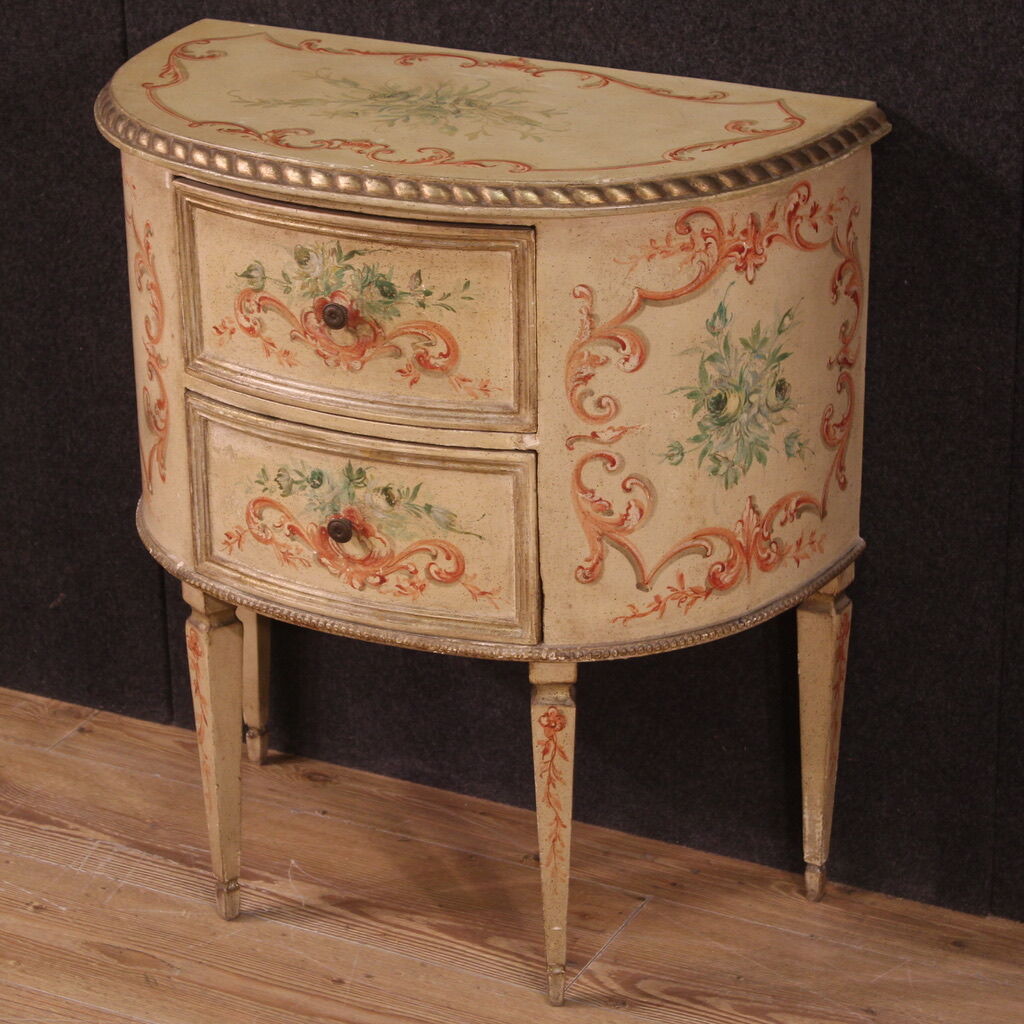 Half-moon commode in painted wood from the 60s