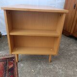 Desk 70s light wood opening to 3 drawers
