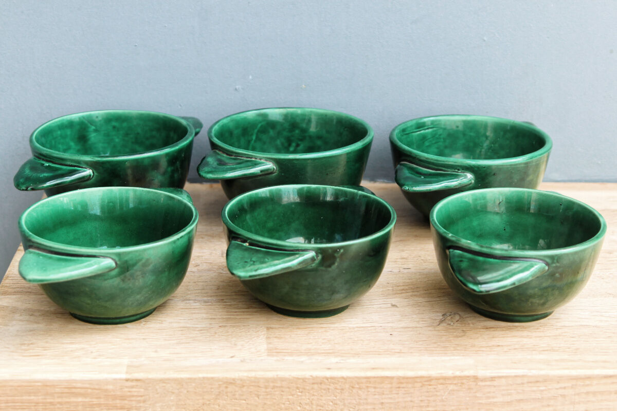 Lot of 6 ear bowls in faience of Saint Clement