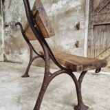 Antique garden bench park bench cast iron with oak