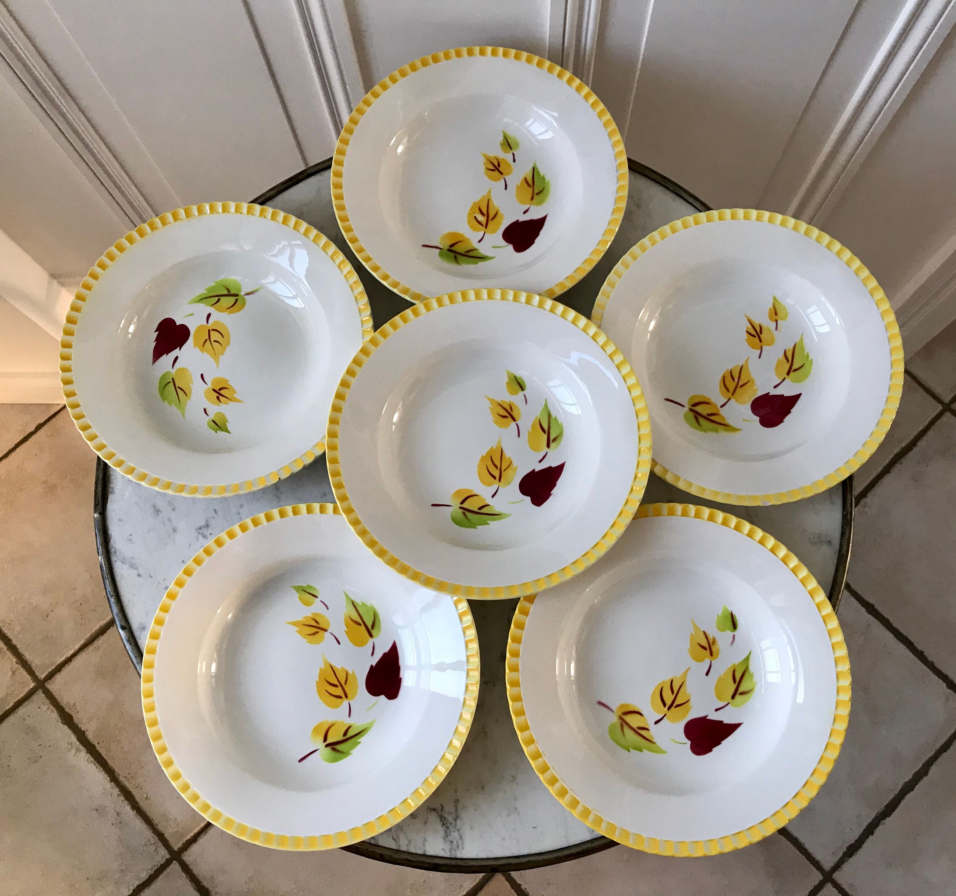 Lot of 6 hollow plates Digoin Sarreguemines model "Alouette" years 30-40