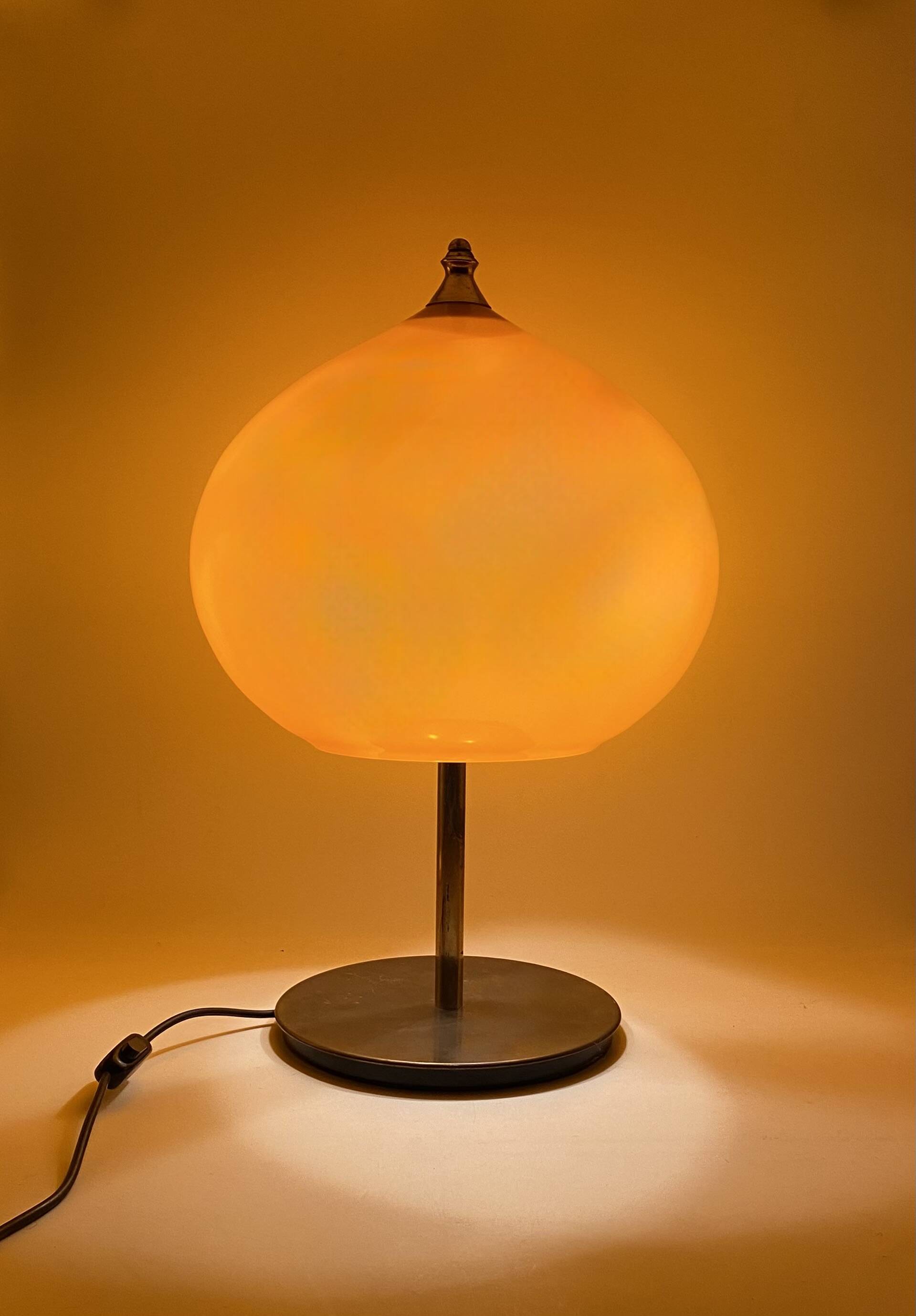 Mid-century modern orange glass Table lamp, Vistosi Italy, 1960s