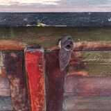 Furniture low in colorful wood. 12 drawers and 1 door