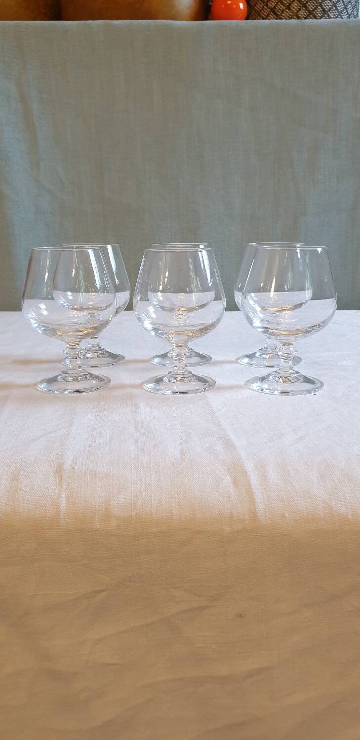 6 crystal cognac glasses