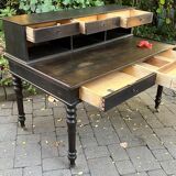 Flat desk louis philippe style in blackened pear tree