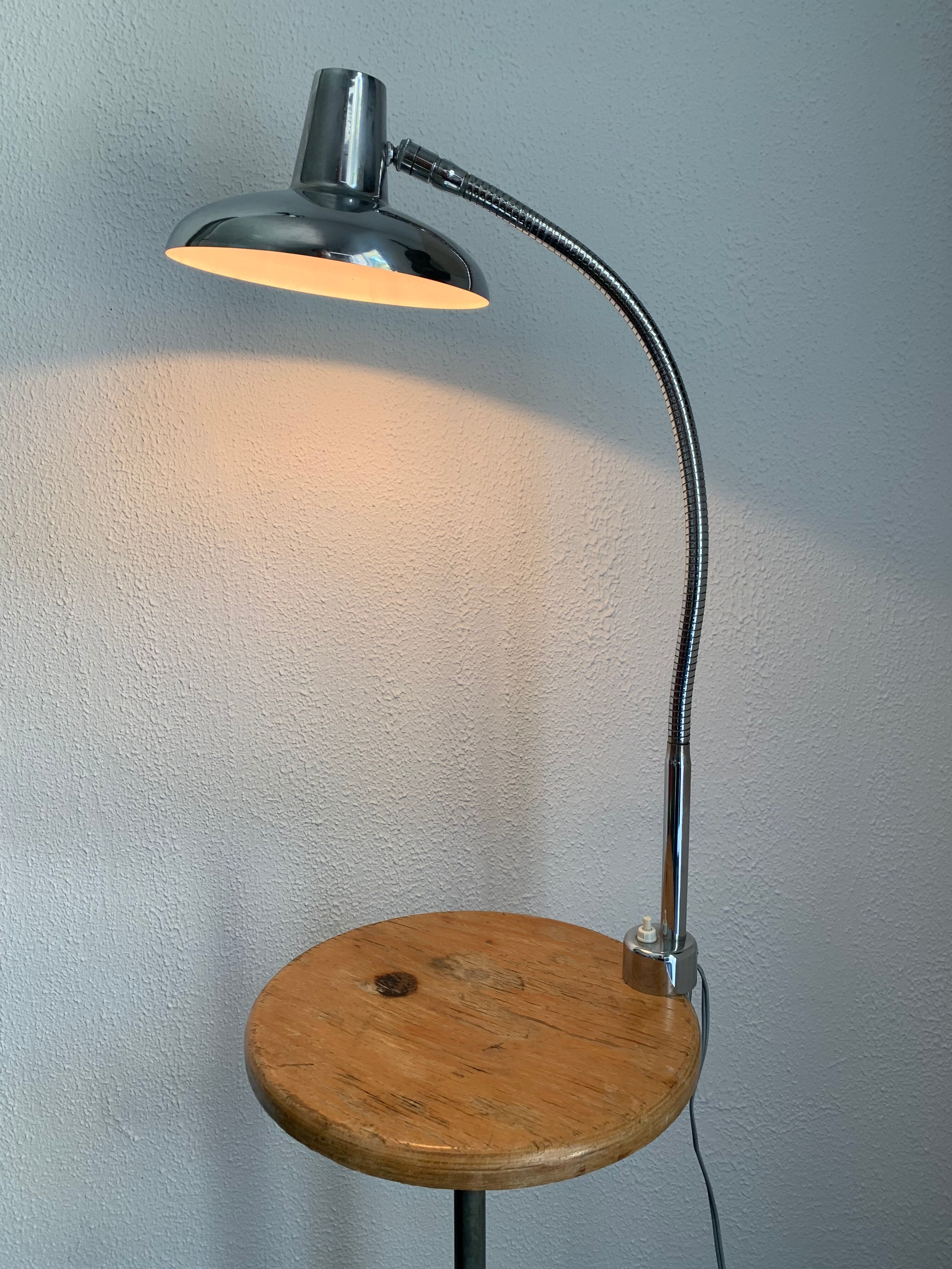 Vintage lamp 1960 industrial desk chrome vice - 60 cm