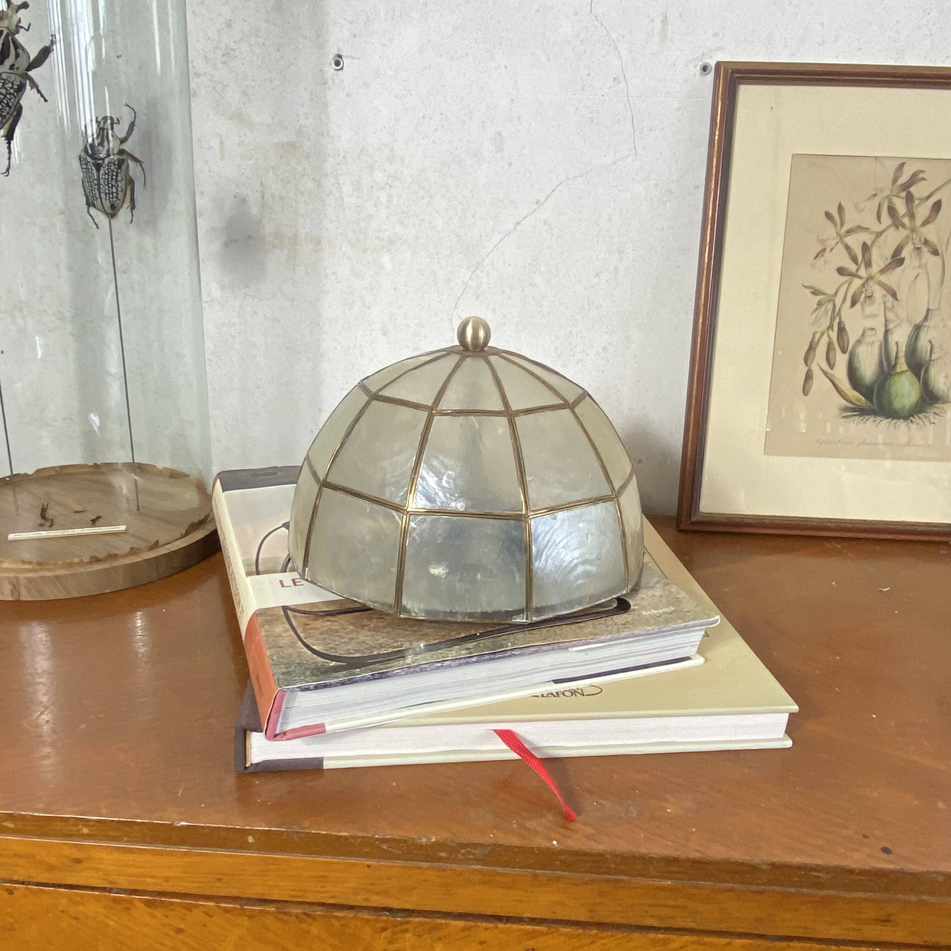 Small ceiling light with a mother-of-pearl shade from the 1950s.