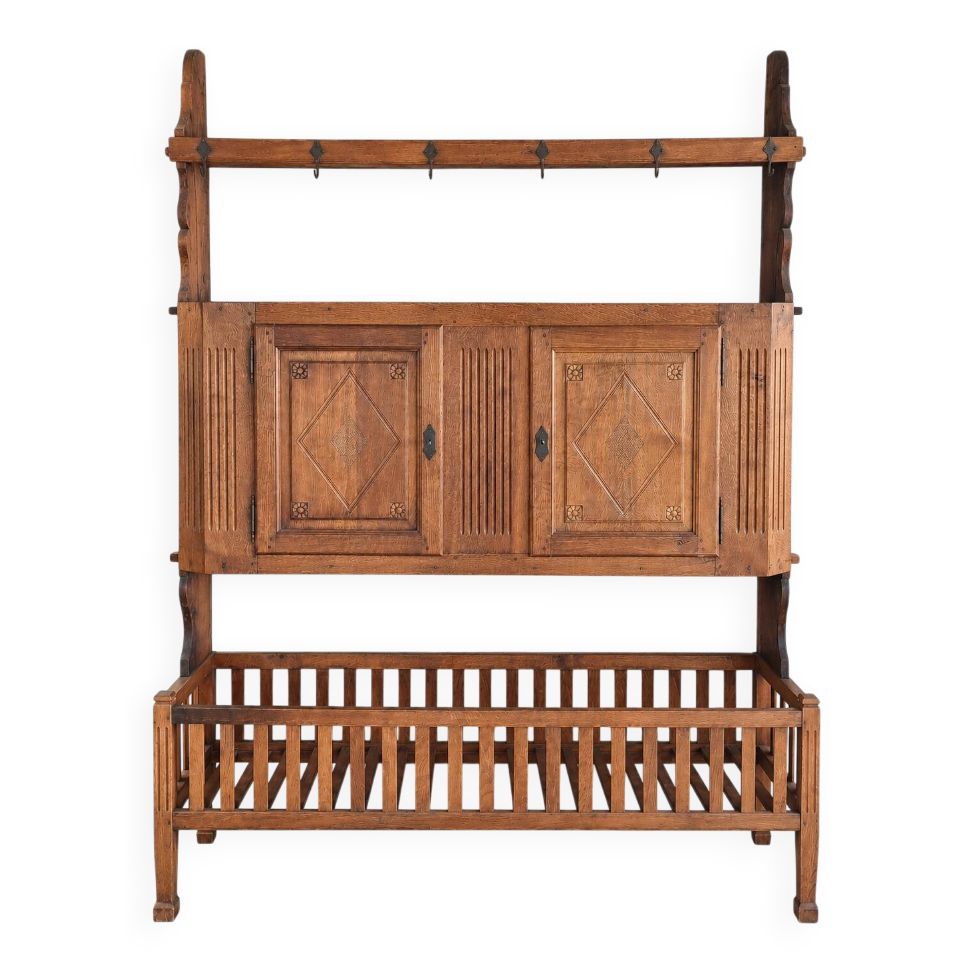Two-body sideboard in solid oak – unique piece by a cabinetmaker – 1960s