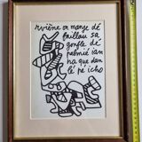 Screenprint after Jean Dubuffet framed under glass 25 cm by 31 cm