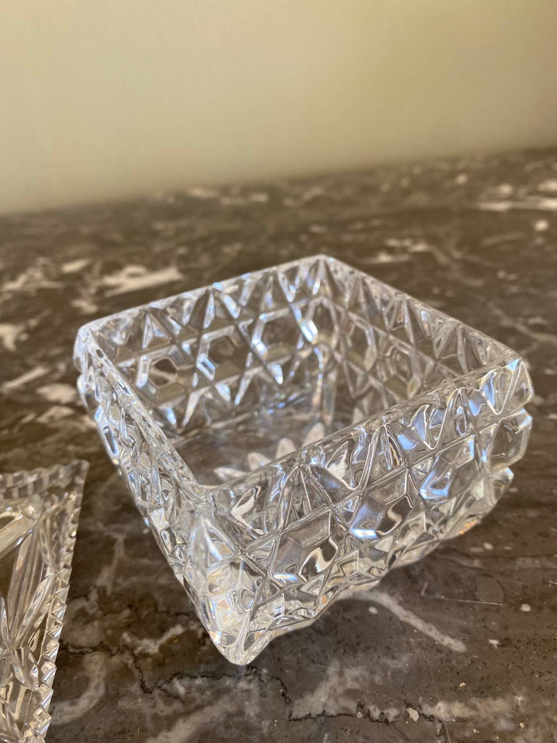 Chiseled glass sugar bowl