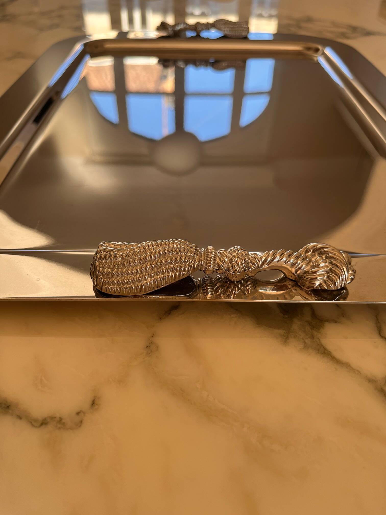 1970s plateau design in the style of Maria Pergay – silver-plated metal