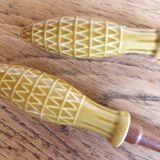 Wood and ceramic salad cutlery