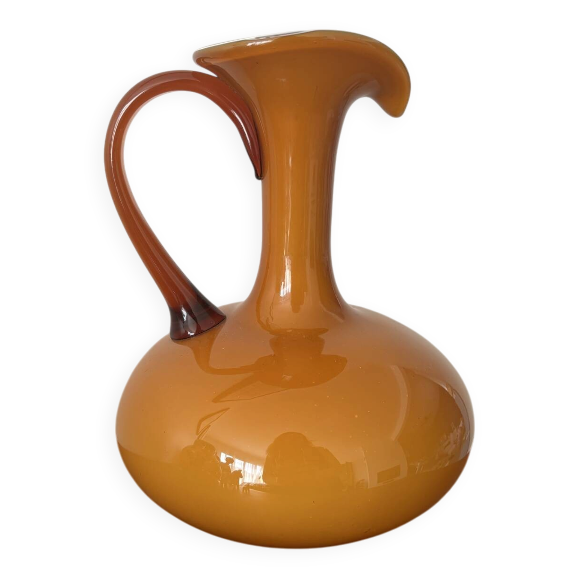 Vintage amber glass Empoli vase pitcher Italy
